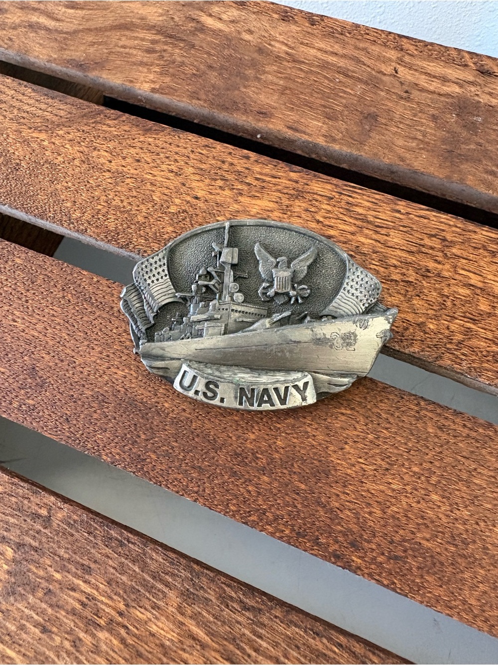 Vintage 1981 U.S. Navy Bergamot Brass Works Belt Buckle